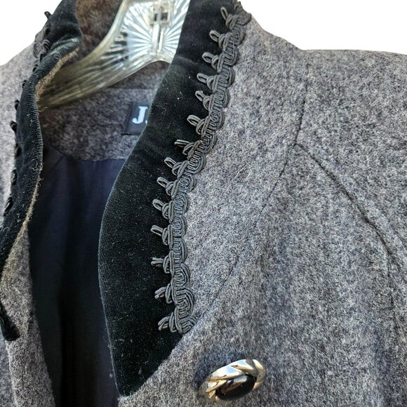 1980s Gray Wool Swing Car Coat w Velvet Trim NWT Volup 2X - Picture 9 of 15
